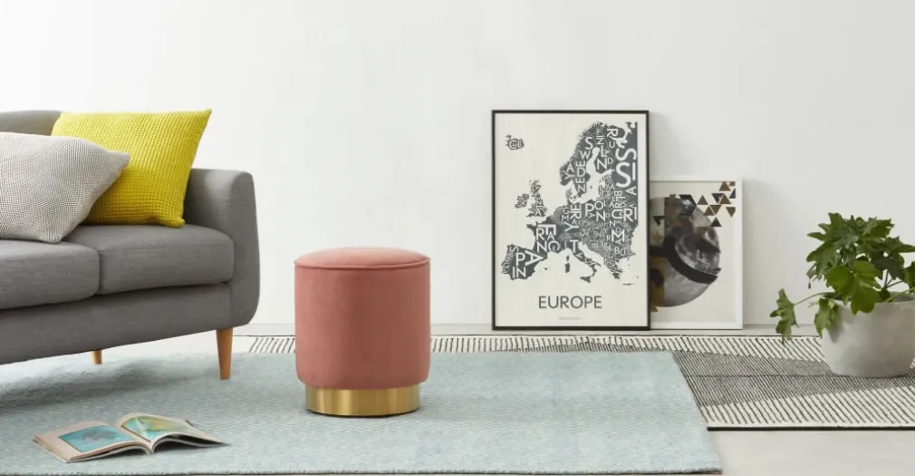 Puf con Base de Acero Inoxidable Hetherington – Palo Rosa