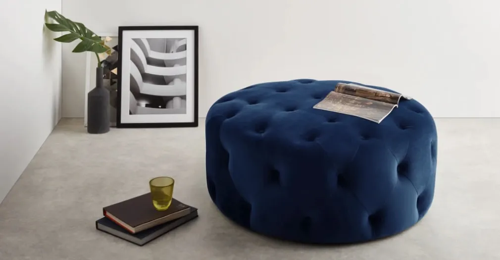 Puf Redondo Grande Hampton – Azul Eléctrico