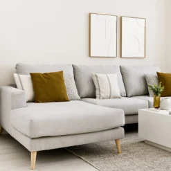 Seccional con Chaise Longue a la Izquierda Piero – Gris Claro