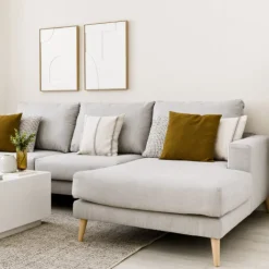 Seccional con Chaise Longue a la Derecha Piero – Gris Claro