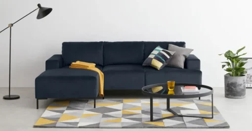 Seccional con Chaise Longue a la Izquierda Frederik – Azul Zafiro