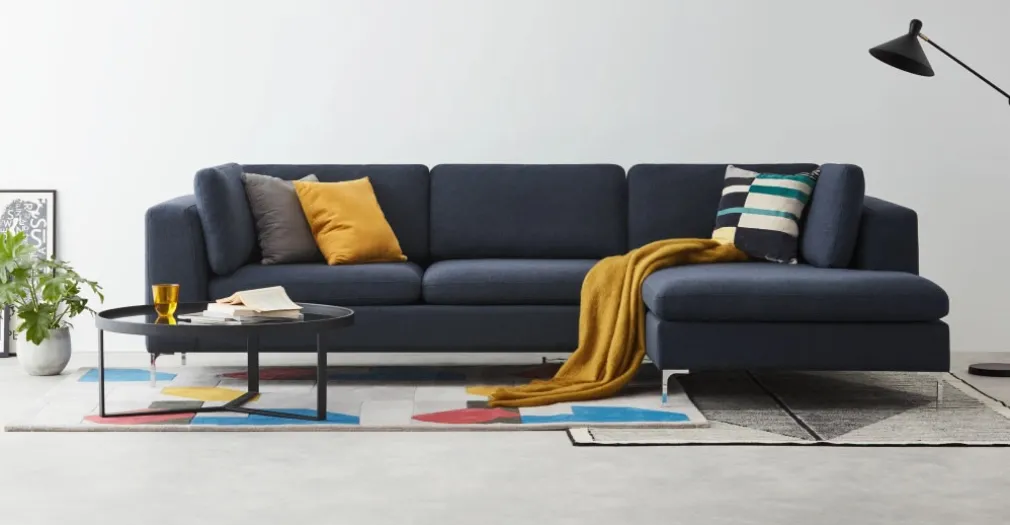 Seccional con Chaise Longue a la Derecha Monterosso – Azul Tormenta