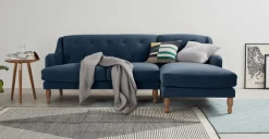 Seccional con Chaise Longue a la Derecha Ariana – Azul Zafiro