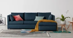 Seccional con Chaise Longue a la Derecha Milner – Azul Ártico