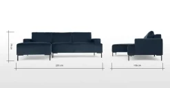 Seccional con Chaise Longue a la Izquierda Frederik – Azul Zafiro