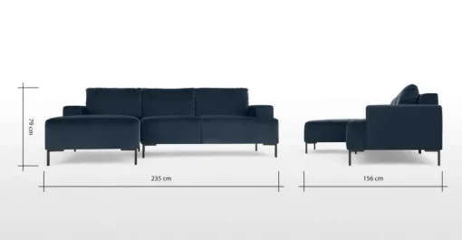 Seccional con Chaise Longue a la Izquierda Frederik – Azul Zafiro