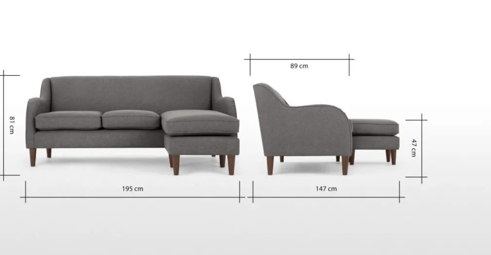 Seccional con Chaise Longue a la Derecha Helena – Gris Humo