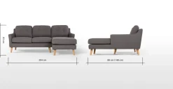 Seccional con Chaise Longue a la Derecha Rufus – Gris Rinoceronte