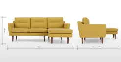 Seccional con Chaise Longue a la Derecha Walker – Amarillo