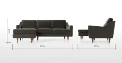 Seccional con Chaise Longue a la Izquierda Dallas – Gris Cemento