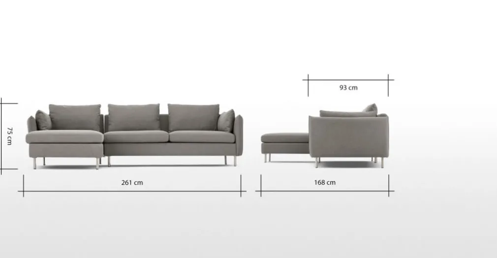 Seccional con Chaise Longue a la Izquierda Vento – Gris Manhattan
