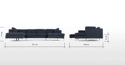 Seccional con Chaise Longue a la Izquierda Monterosso – Azul Tormenta