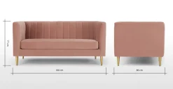 Sofá de 2 Cuerpos Amicie – Rosa
