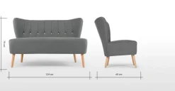 Sofá de 2 Cuerpos Charley – Gris Grafito