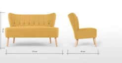 Sofá de 2 Cuerpos Charley – Amarillo Yema