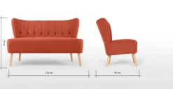 Sofá de 2 Cuerpos Charley – Naranja Retro