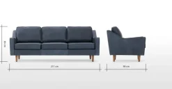 Sofá de 3 Cuerpos Dallas – Cuero Azul Medianoche