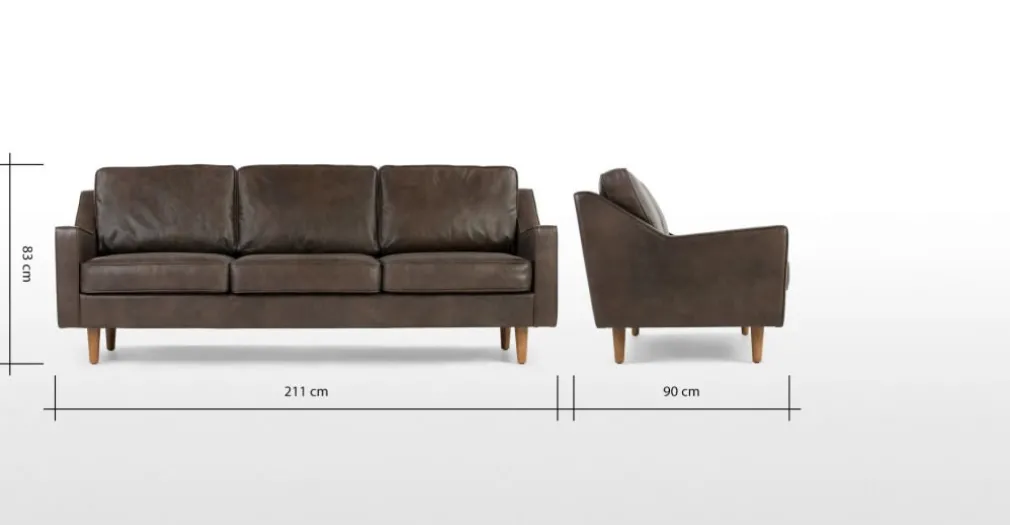 Sofá de 3 Cuerpos Dallas – Cuero Marrón Oxford Premium