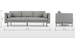 Sofá de 3 Cuerpos Harlow – Gris Montaña