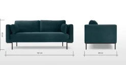 Sofá de 2 Cuerpos Harlow – Terciopelo Azul