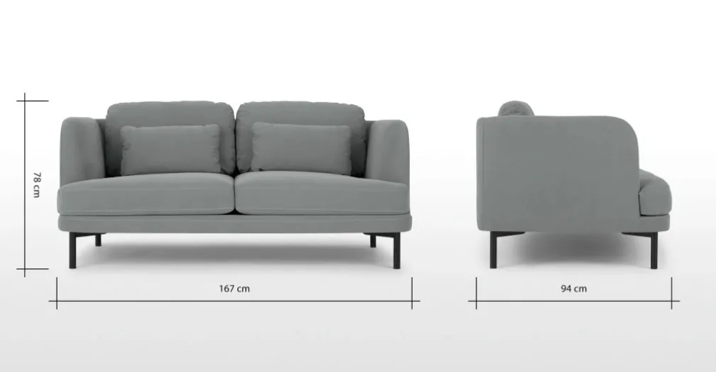 Sofá de 2 Cuerpos Herman – Algodón Gris