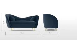 Sofá de 2 Cuerpos Kooper – Azul Zafiro