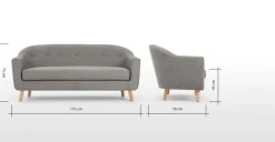 Sofá de 3 Cuerpos Lottie – Gris Tiza