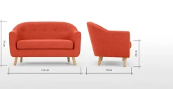 Sofá de 2 Cuerpos Lottie – Naranja Toscana