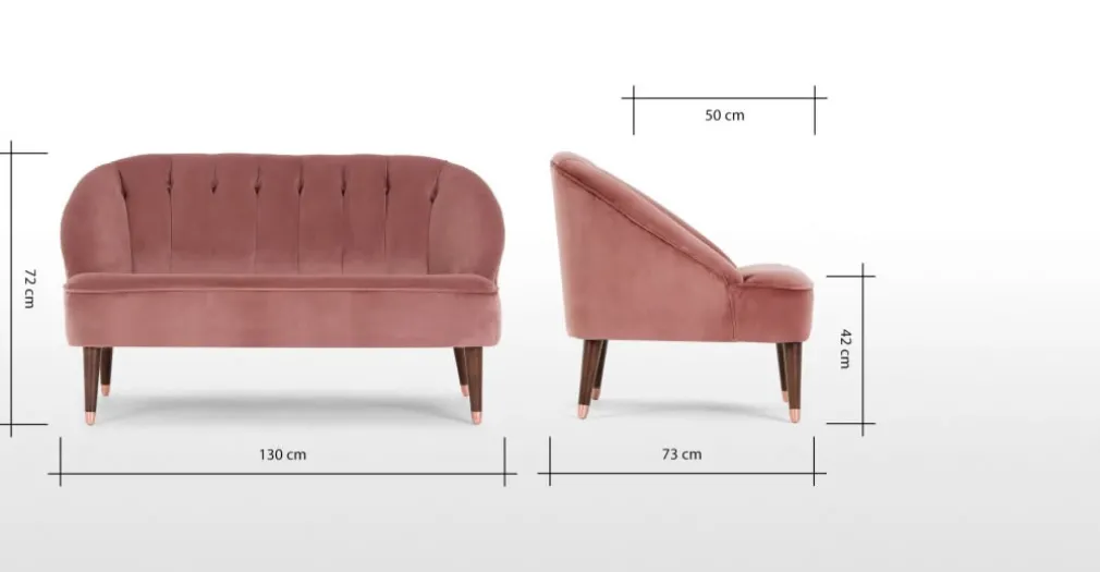 Sofá de 2 Cuerpos Margot – Rosa Envejecido