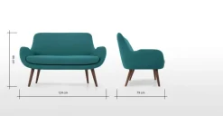 Sofá de 2 Cuerpos Moby – Azul Mineral