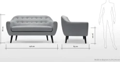 Sofá de 2 Cuerpos Ritchie – Gris Perla