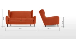 Sofá de 2 Cuerpos Rubens – Naranja Llama