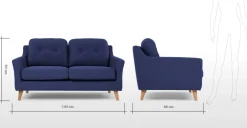 Sofá de 2 Cuerpos Rufus – Azul Cobalto Oscuro