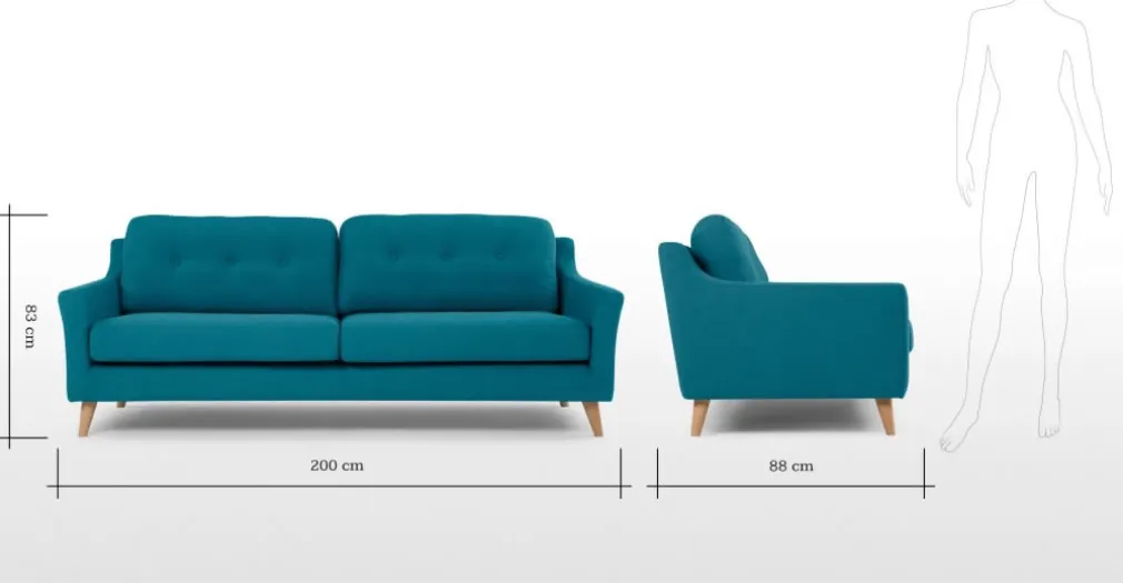 Sofá de 3 Cuerpos Rufus – Azul Intenso