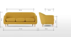 Sofá de 3 Cuerpos Tubby – Amarillo Mostaza