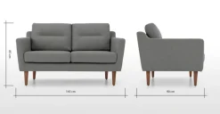 Sofá de 2 Cuerpos Walker – Gris