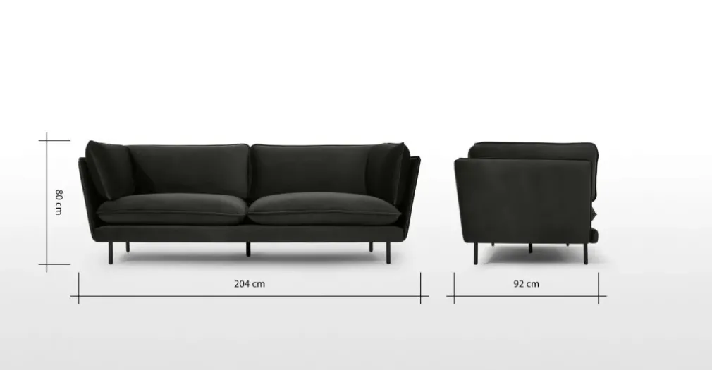 Sofá de 3 Cuerpos Wes – Antracita Oscuro