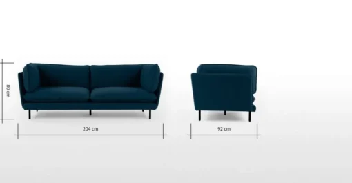 Sofá de 3 Cuerpos Wes – Azul Cerceta Selecto