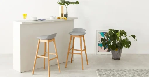 Taburete alto Thelma – Roble y gris