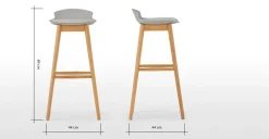 Taburete alto Thelma – Roble y gris