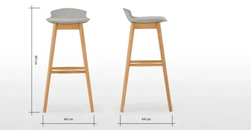 Taburete alto Thelma – Roble y gris