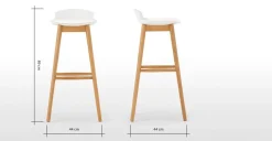 Taburete alto Thelma – Roble y blanco